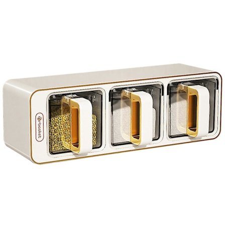 1 Sæt Vægmonteret Krydderiboks med 3 Skeer Etiket Hulfrit Selvklæbende Krydderi Salt Sukker Opbevaringskrukke Beholder Køkkenartikler KAESI