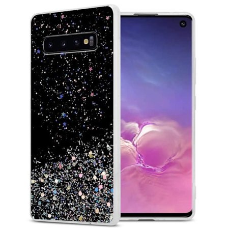 Fodral till Samsung Galaxy S10 PLUS Fodral i svart med glitterfodral Skyddande silikon TPU Glitter paljetter