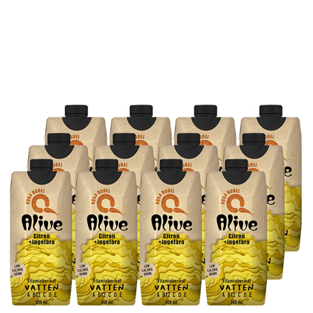 Aqua Nobel 12 x ALIVE, 500 ml, Citron/Ingefära Koffeinfri