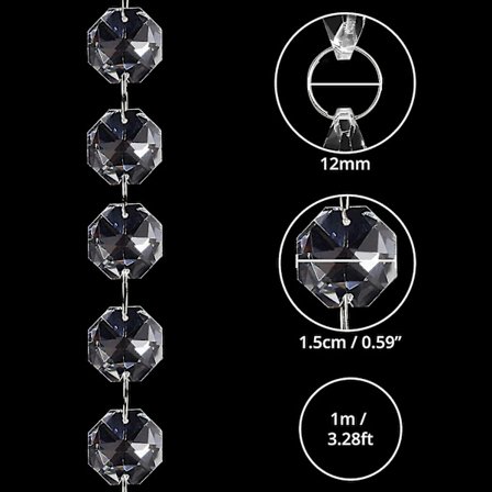 Kirkas lasikristalli-kattokruunun helmiketju DIY- käsitöihin, hää-/joulu-/juhlakoristeluun