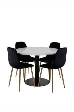 Venture Home - Matgrupp Razzia med 4 st matstolar Polar - Vit - Matgrupper - Från Homeroom