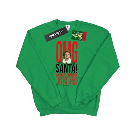 Elf Mens OMG Santa I Know Him Sweatshirt XL Irish Green