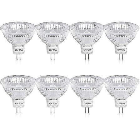Høy kvalitet 50w Gu5.3 Mr16 Dimbar Halogenpære Dc 12v Lavspenning 2-pins Sokkel Spotlight Reflektor Lyspærer 8