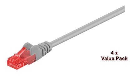 MicroConnect Value Pack - Koblingskabel - RJ-45 (hann) til RJ-45 (hann) - 20 m - UTP - CAT 6 - med støvel, flertrådet - grå (en pakke 4)