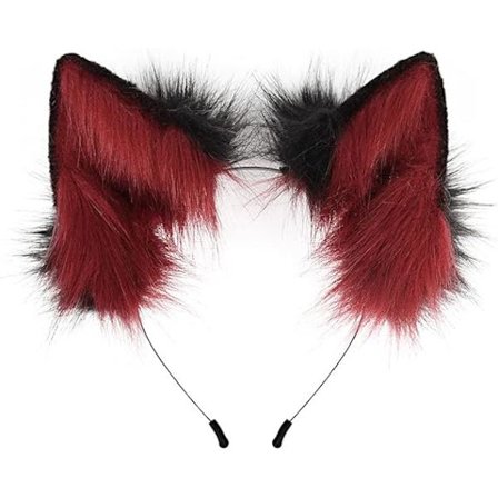 Faux Fur Ræv Ulveører Hårbøjle - Håndlavet Kostume Hårtilbehør, Cosplay Rekvisitter til Halloween Julefrokost Udklædning