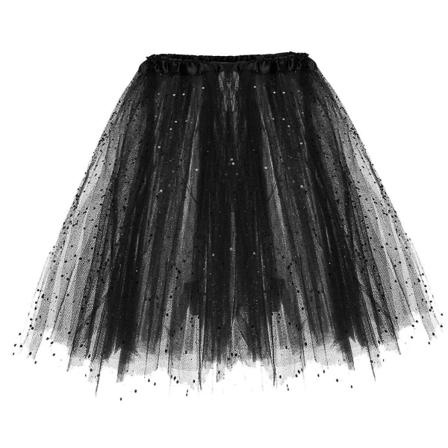 Tutu-nederdel til kvinder Vintage Ballet Bubble Dance Nederdele3-lags tyldesign, kompatibel med Cosplay Party Stage Performance Black