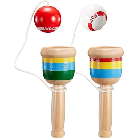 2 kpl Jacks-peli pallomela pallolla narulla kuppi- ja pallopeli, Mini puinen pallonkiinniottopeli, käsi-silmä-koordinaatiopallo kiinniottokuppi