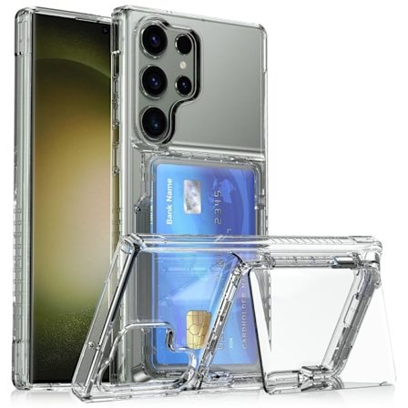Samsung Galaxy S26 Ultra Case Card Holder Kickstand - Transparent