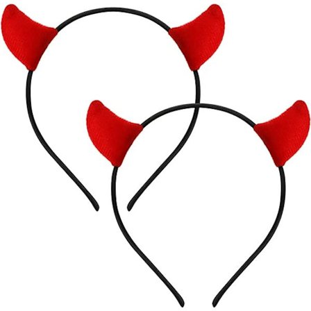 2 stk Halloween Djevel Horn Hodebånd Engel Halo Rød Demon Øre Hvit