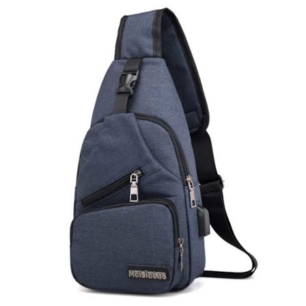 Blå Skuldertaske Herre - Cross Body Taske Med Powerbank Outlet