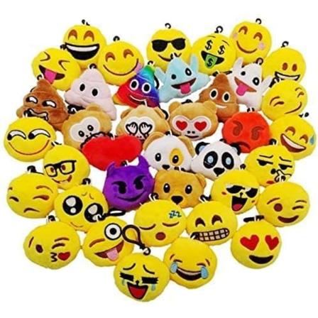 38 stk. Mini plyslegetøj, 6 cm Emoji nøglering Emoji nøglering til