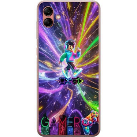 Kompatibelt Mobilskal till Samsung Samsung Galaxy A04 AC DC-logotyp delad i röd eld och blå rök, dramatisk rockestetik med kraftfull kontrast mot s