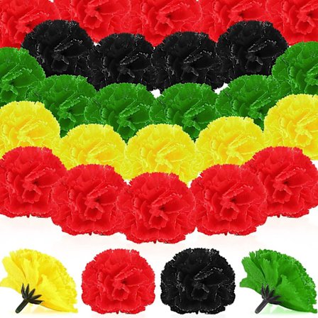50 stk. Morgenfrue Blomsterhoveder Bulk Kunstige Blomster med Stilke DIY Morgenfrue Guirlande Day of The Dead Dekoration Dia De Los (Multi Farver, 6 