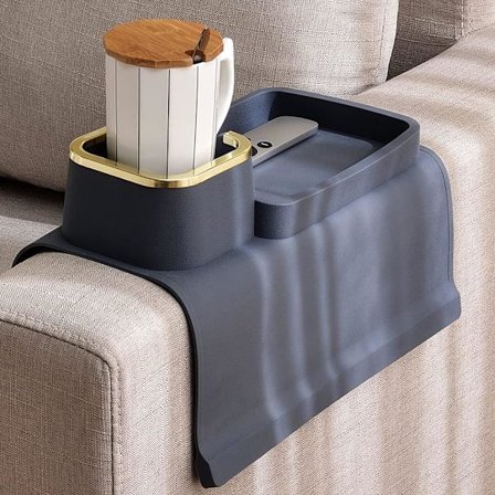 Soffa Mugghållare Bricka, Silikon Anti-Spill och Anti-Slip Soffa Dryckeshållare, Stark och Viktad Telefon/Fjärrkontroll/Snacks Soffa Mugghållare
