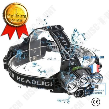 Huvudlampa - TD - LED - 5 lägen - Svart - Batterier - Camping