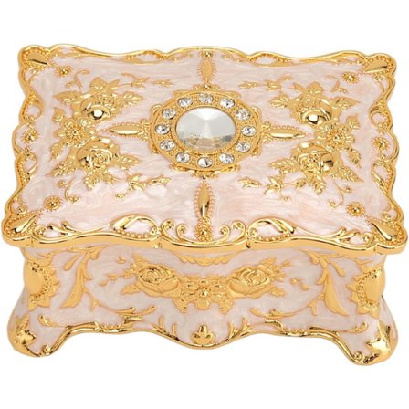 (Vit) Retro smyckeskrin, litet smyckeskrin, smyckeskrin, emalj