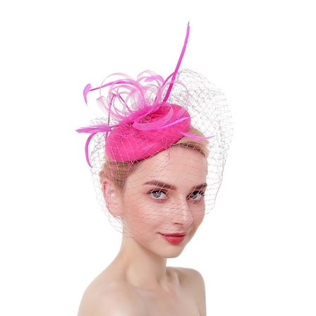 Dame Fascinators Blomster Hårbøyle Hårspenne, Pillbox Hatt med Slør og Fjær, Vintage Kentucky Derby (FMY)