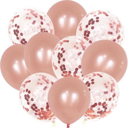 10 kappaletta ruusukultaisia konfettipalloja 30 cm ruusukultaisia konfetteja