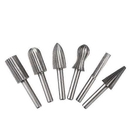 Pakke 6mm Dobbeltskårne Wolframroterende Freser Wolframskaft Filing/Gravering/Slipebits for Roterende Verktøy