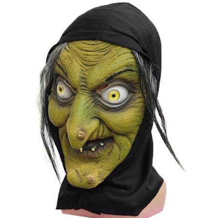 Gammel kvinde heks maske - Uhyggelig Halloween horror cosplay kostume