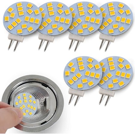 Varmvita G4 Runda LED-lampor, 2W Ersätter 20W Halogenlampa, 12V AC/10-30V DC, G4 Belysning för Infälld Belysning Under Skåp, 6st
