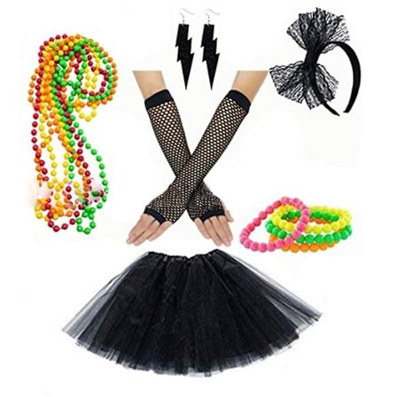 Kvinders 80'er Fancy Dress Tilbehør Kjole Briller Benvarmer til Mode Retro 80'er Fest Outfit Kostume Sæt