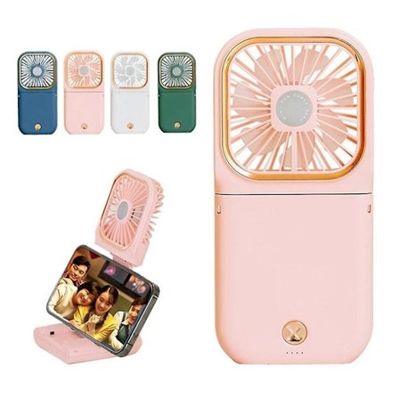 Portable Mini Handheld Usb Fan 5 In 1 Phone Holder Foldable Neck Fan Power Bank Desk Fan