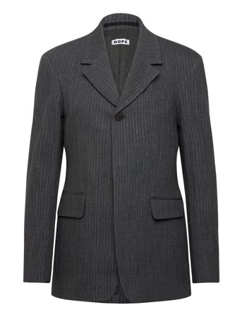 Hope | Fossil Blazer Textured Blue Grey Stripe-42 | 42