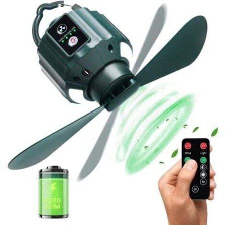 Kattoon ripustettava tuuletin retkeilyyn, 5200mAh USB ladattava kannettava tuuletin kaukosäätimellä retkeilyyn, matkustamiseen, kalastukseen, 