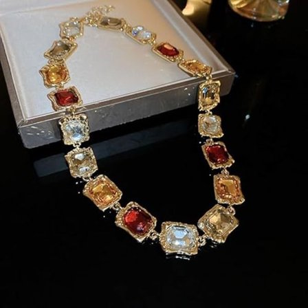 Retro ljus lyx diamantbesatt fyrkantig choker halsband high-end palatsstil temperament nisch överdriven nyckelben halsband