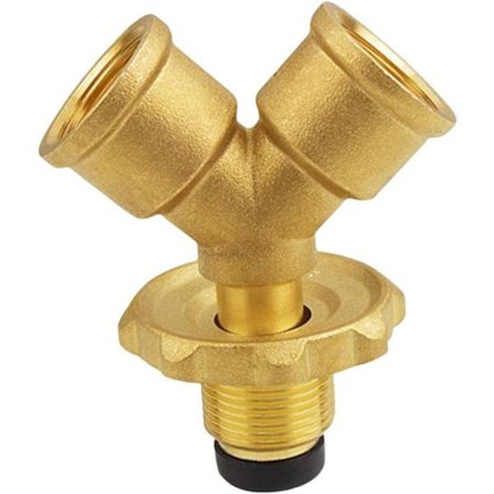 Propangasdelare Gasadapter Cylinderadapter med avstängningsventil 2-vägs gasadapter för propangasapparat Hem, Koppar-FD-