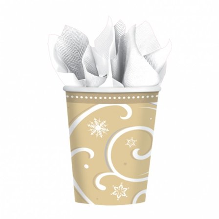 Gull og snøfnugg kopper 8-pakk