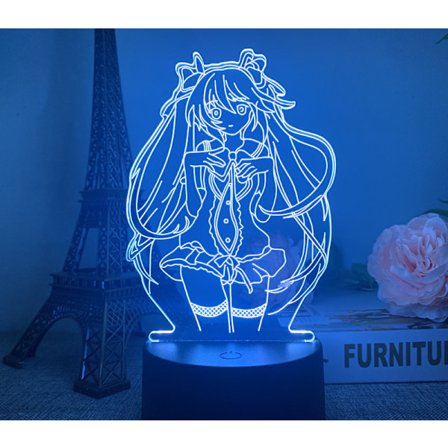 3D Xiaoye Hatsune Miku Anime-sarjan USB-virtalähde Luova Lahja Työpöytälamppu A6 Musta Kosketus Värillinen
