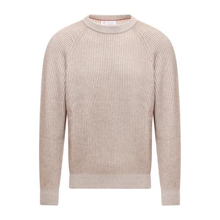 Brunello Cucinelli, Knitwear Beige, Heren, Maat:M