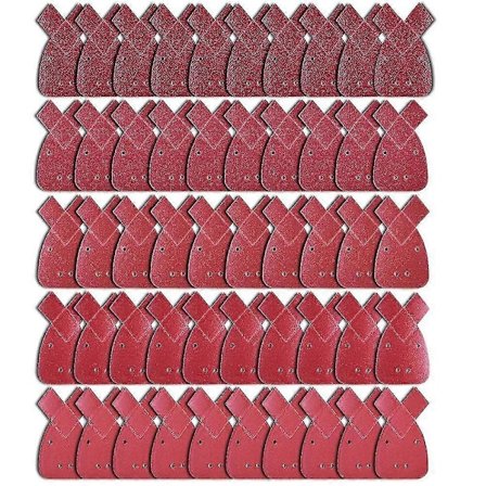 50 stk. Mus-Slibeskiver Sandpapir Krog- og Løkke Sortiment 40/ 60/ 80/ 120/ 240 Korn Tilpasset Black Decker (FMY)