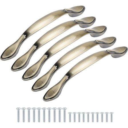 Set med 10 vintage antikke buede skaptrekk, møbel D