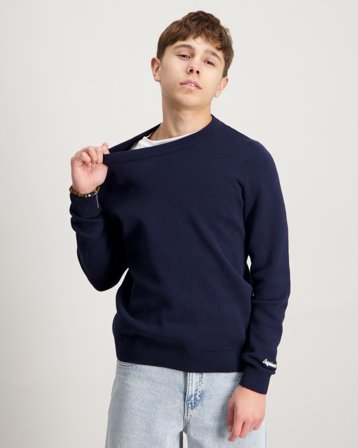 Jack & Jones JORNORREBRO LIGHT KNIT CREW NECK JNR Blå Tröjor Kille - Kids Brand Store