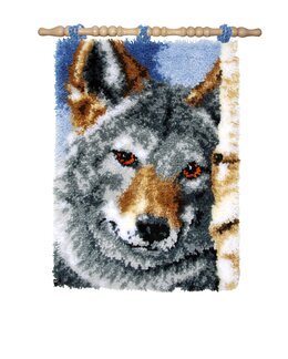 Knüpfmatte/Wandbehang Wolf