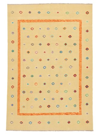Kelim Nimbaft Teppich Handgewebt 204X300 Orange/Braun Afghanistan