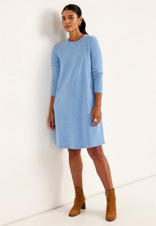 Cellbes of Sweden - Superblød kjole med lommer Beata i blåmeleret til damer i størrelse 42/44
