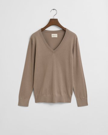 GANT Damen Feinstrick V-Neck Pullover (XS) Beige