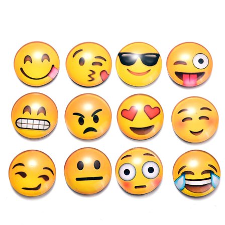 Emoji Magnet 12-pack 3D Glas Smiley Kylskåpsmagnet Stark Hållbarhet