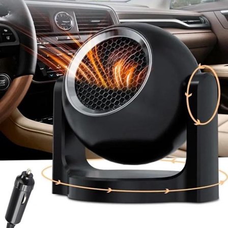 ING Kannettava auton ikkunalämmitin, sulatus ja huurteenpoisto yhdessä, 360° kääntyvällä tuulettimella nopeaan lämmitykseen ja jäähdytykseen, sopii 