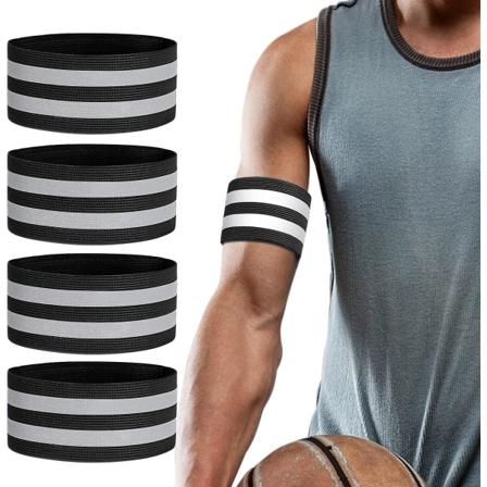 Sett med 4 doble refleksremser, reflekterende sikkerhetsarmbånd 40 X 5 cm for utendørs jogging, sykling, fotturer, motorsykkel eller løping