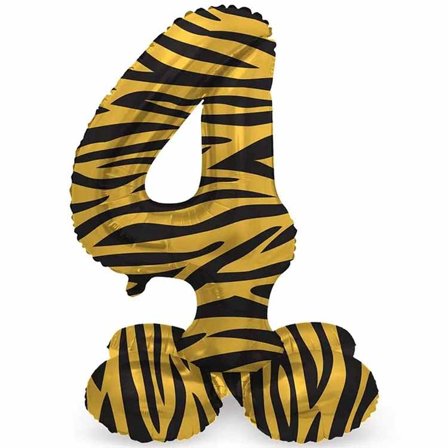 Sifferballon stående Tiger Chic 41 cm "0-9" Ciffer 4