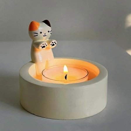 Söt Katt Ljusstake | Kattunge Tealight Hållare | Varma Tassar Katt Tealight Hållare Ornament - Ljus ingår ej