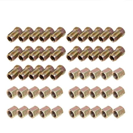 50 stk hann/hunn endeunion bremserør skrue muttere M10x1mm 3/16 tommer Od