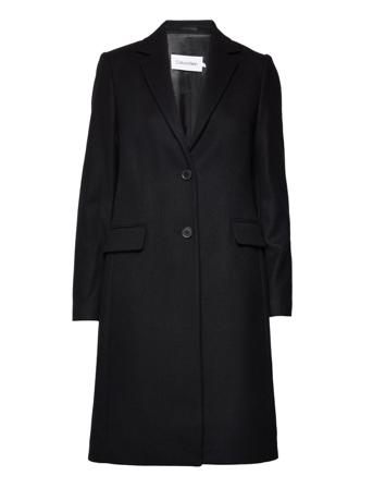 Essential Wool Crombie Coat Outerwear Coats Winter Coats Sort Calvin Klein