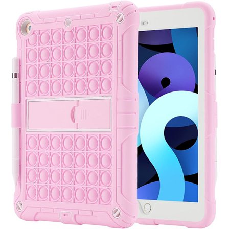 Case för iPad 6th Gen/5th Gen (9,7" 2018/2017 Release)/iPad Air 2/iPad Air 1st Gen/iPad Pro 9,7" Stötsäkert cover med pennhållare och rem (rosa)