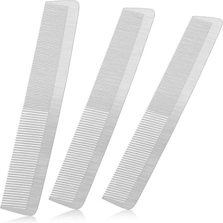 Metal Kamme til Frisører, Rustfrit Stål, Fin Skærkam, Hårkam